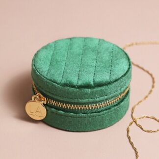 Velvet mini Jewellery Case - Forest Green